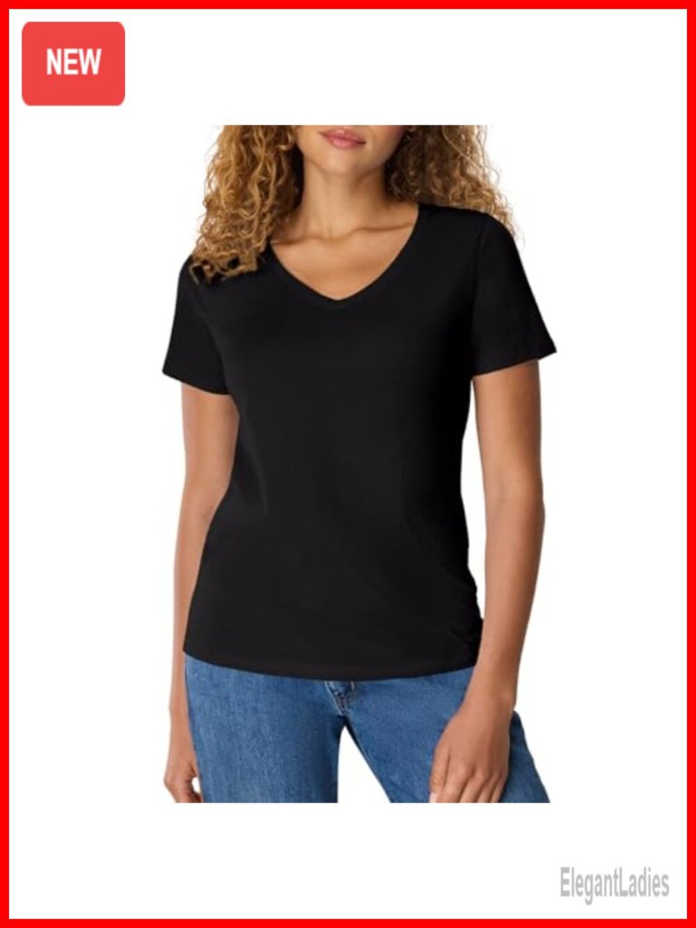 Perfect-T V-Neck Short Sleeve Cotton Tee Slightly Contoured Fit
